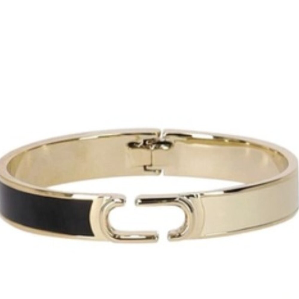 NWT Marc Jacobs Bracelet J Hinge Bangle - Black/Cream/Gold